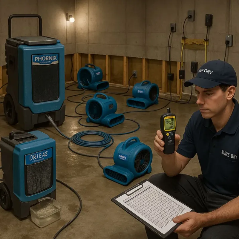 Structural Drying and Dehumidification process in Powdersville, SC